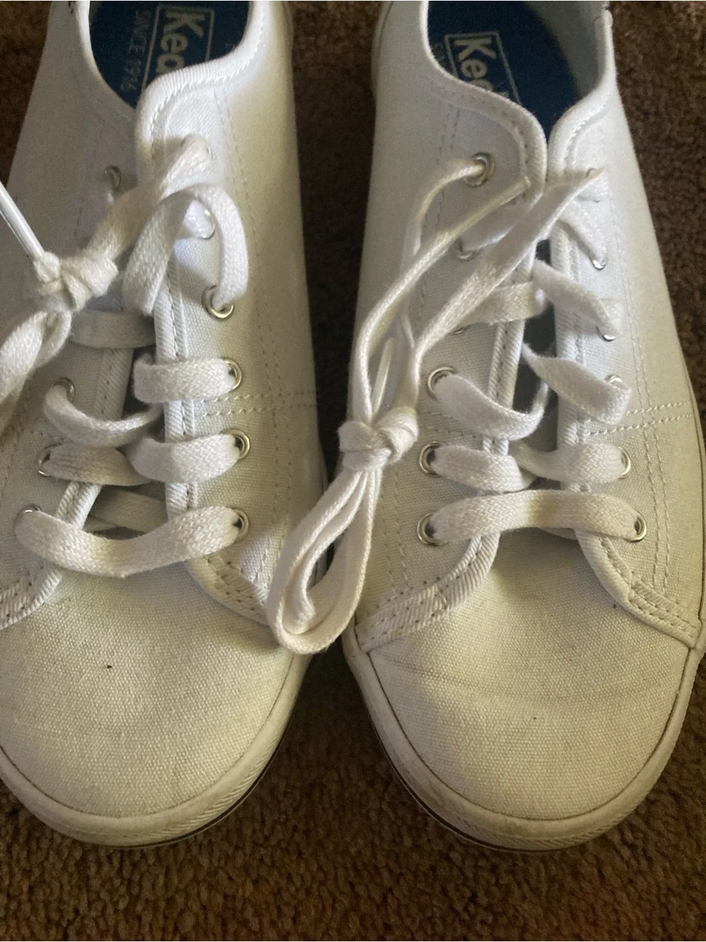 Keds White Canvas Lace-Up Sneakers with Blue Insole - Picture 5 of 5